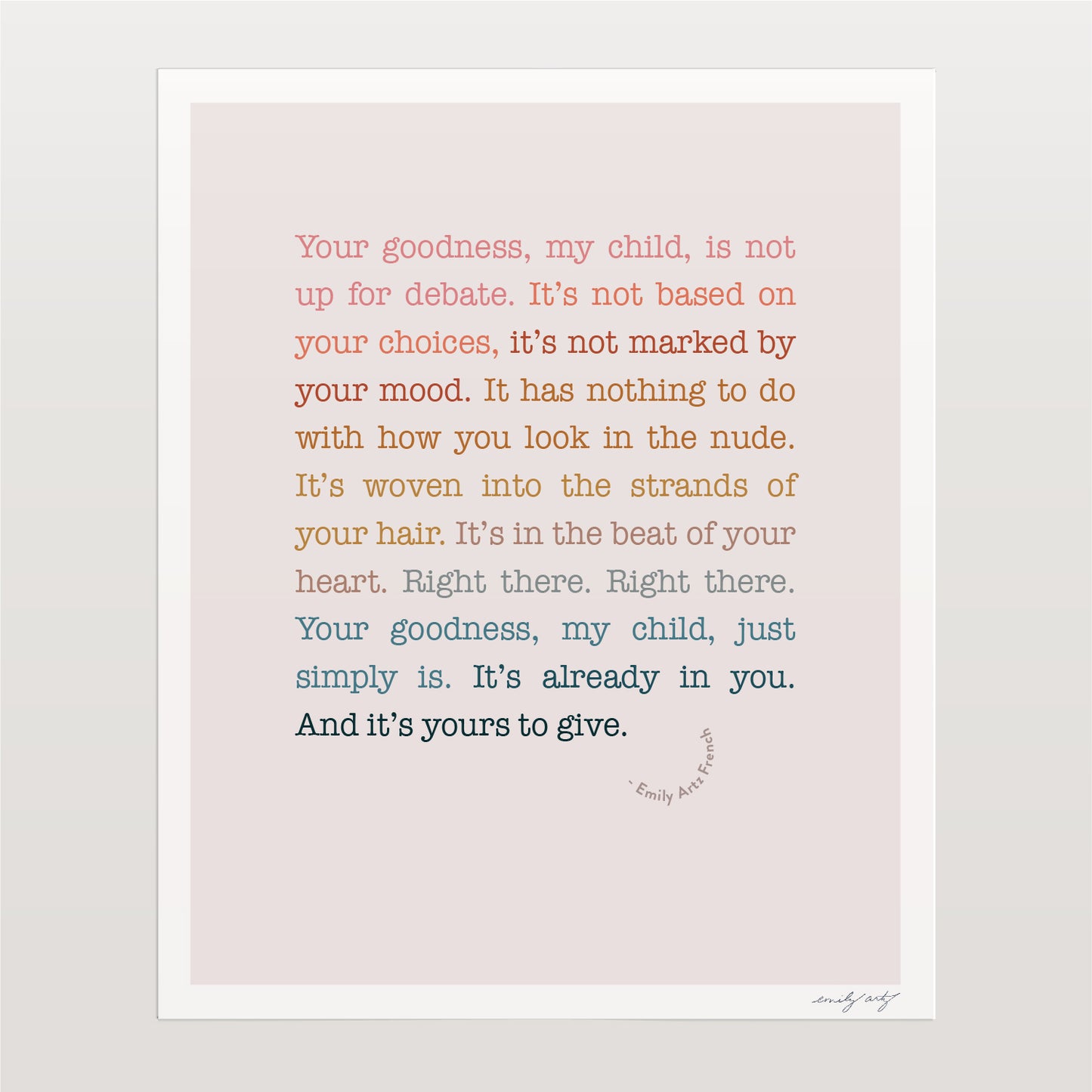 Goodness, Child Poetry Print